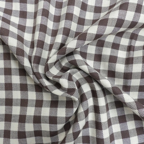 Tissu Toile Chemise Petits Carreaux Blanc Marron