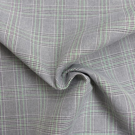 Tissu Toile Chemise Carreaux Gris