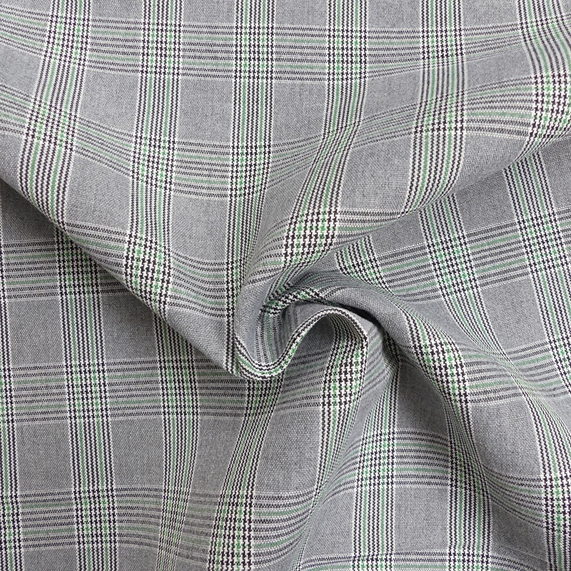 Tissu Toile Chemise Carreaux Gris