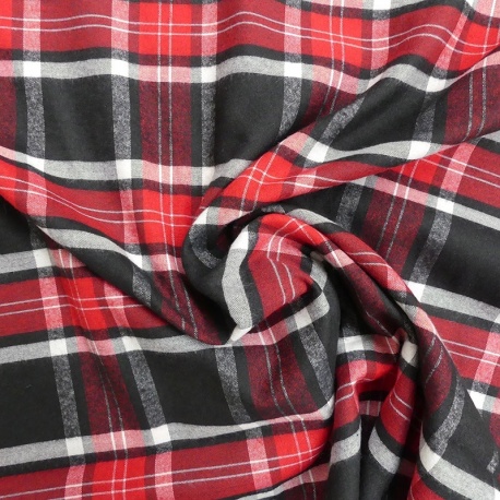 Tissu Toile Chemise Flanelle Rouge