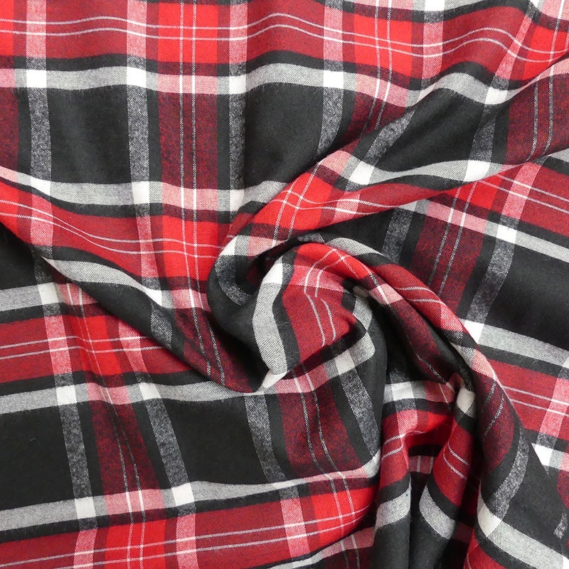 Tissu Toile Chemise Flanelle Rouge