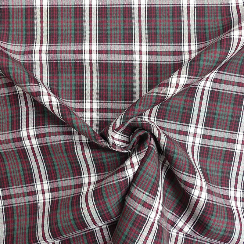 Tissu Toile Chemise Carreaux Marron Rouge