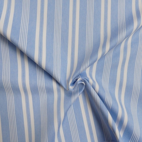 Tissu Toile Chemise Rayé Bleu