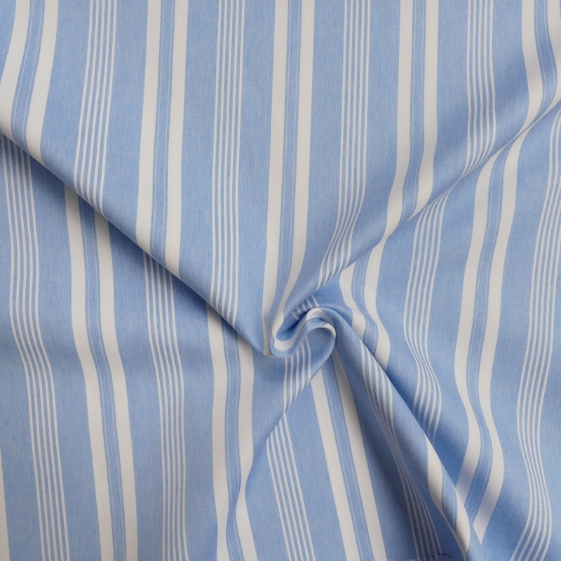 Tissu Toile Chemise Rayé Bleu