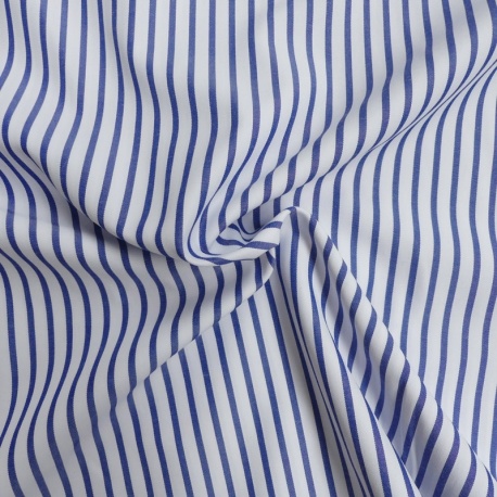 Tissu Toile Chemise Petites Rayures Bleues