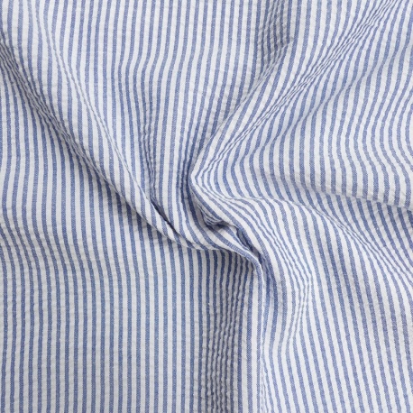Tissu Toile Chemise Rayure Bleu Clair