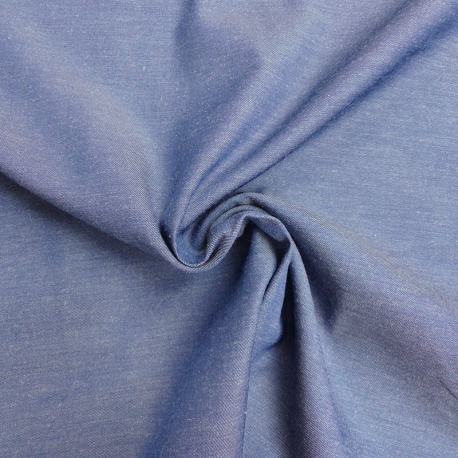 Tissu Toile Chemise Uni Bleu 