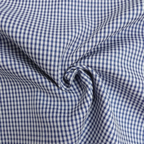 Tissu Toile Chemise Carreaux Bleus