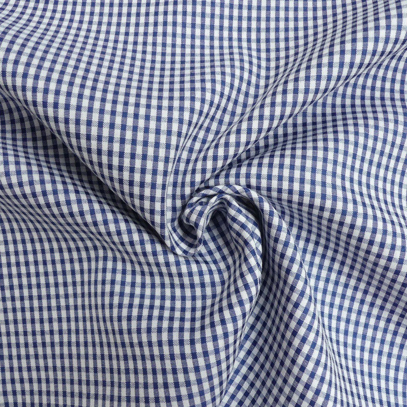 Tissu Toile Chemise Carreaux Bleus