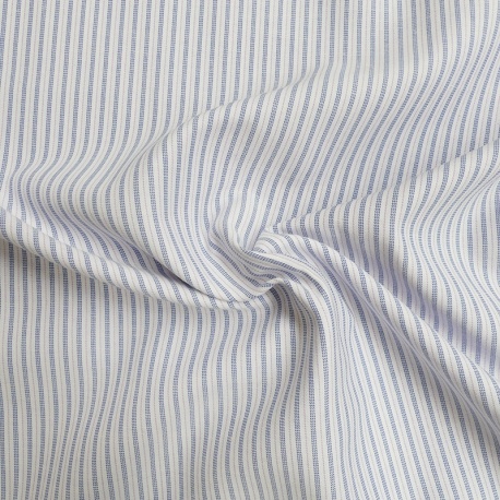 Tissu Toile Chemise Fines Rayures Bleues