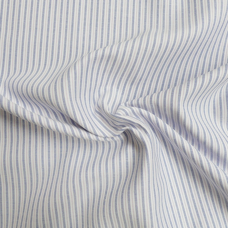 Tissu Toile Chemise Fines Rayures Bleues