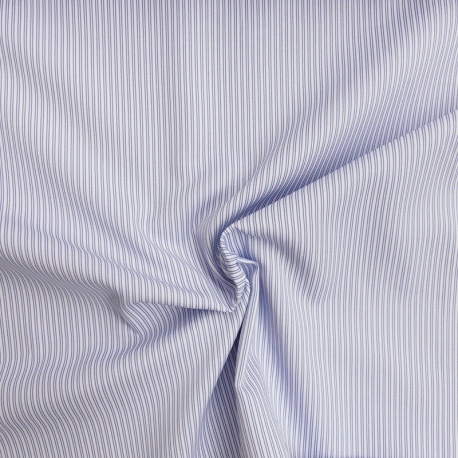 Tissu Toile Chemise Rayé Bleu Clair