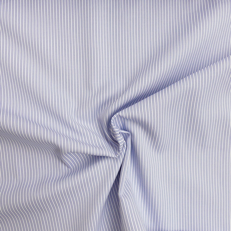 Tissu Toile Chemise Rayé Bleu Clair