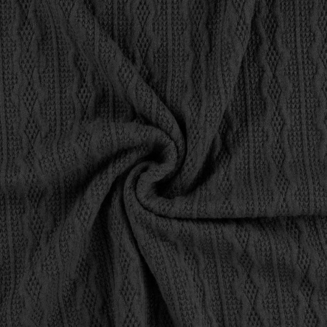 Tissu Maille Torsadée Florence Noir