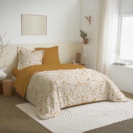 Parure Housse de Couette Imprimée Agathe Moutarde