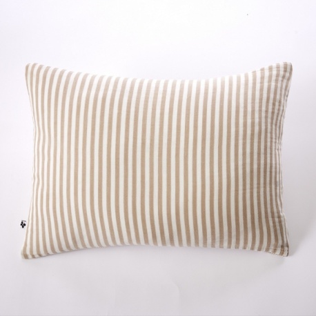 Taie d'oreiller Romie Gaze de Coton Rayé Ficelle 
