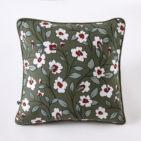 Coussin Flora Gaze de Coton Imprimé Romarin