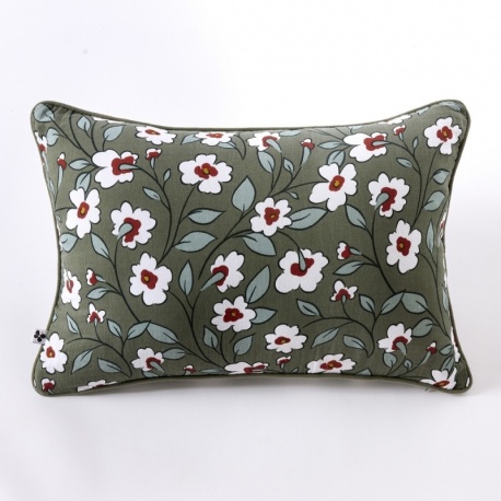 Coussin Flora Gaze de Coton Imprimé Romarin