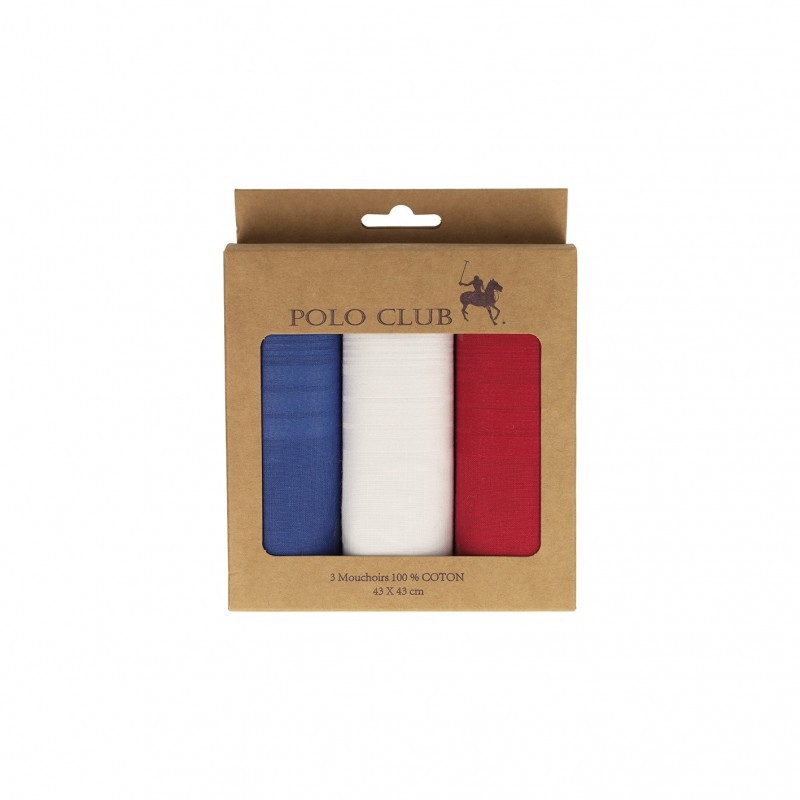 Mouchoirs 100% coton  Bleu blanc rouge