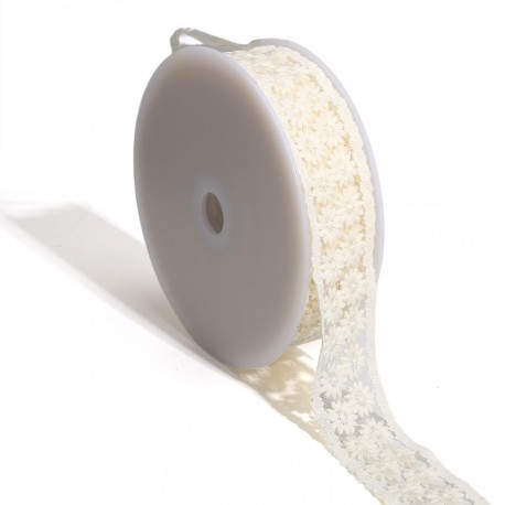 Broderie fleurs sur tulle