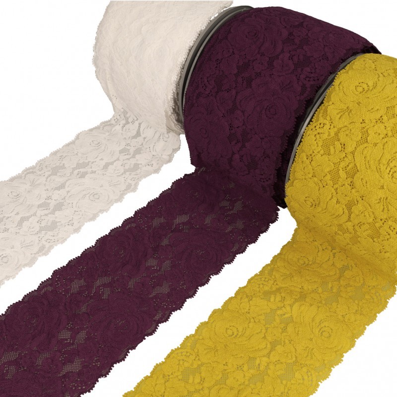 Dentelle élastique roses