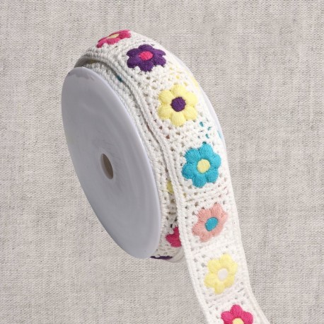 Galon crochet fleur  Blanc