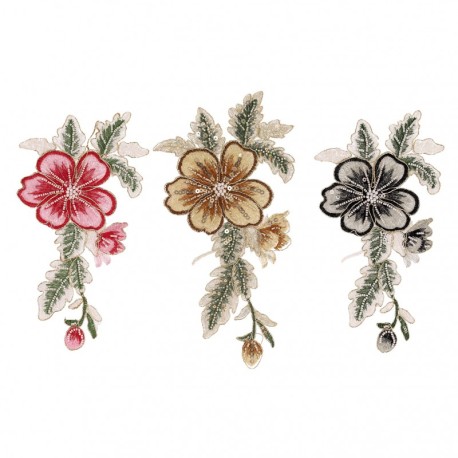 Motif fleur perles à coudre