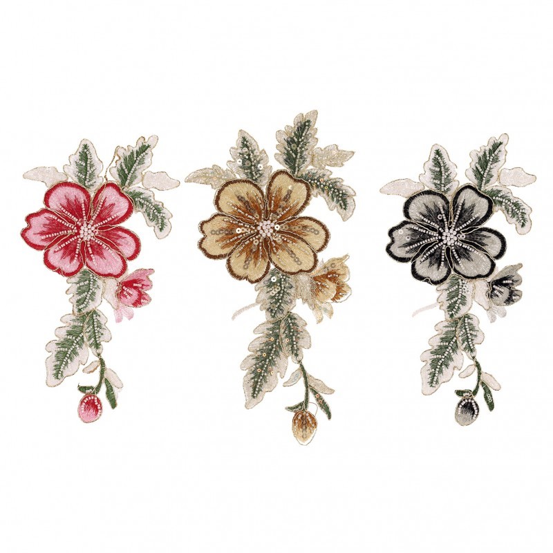 Motif fleur perles à coudre