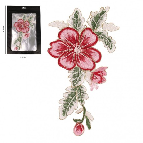 Motif fleur perles à coudre