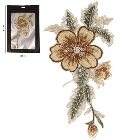 Motif fleur perles à coudre