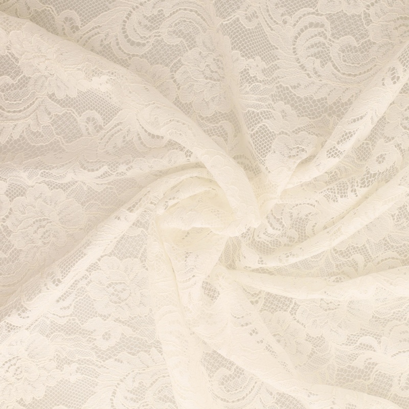 Tissu Dentelle Roses Ecru