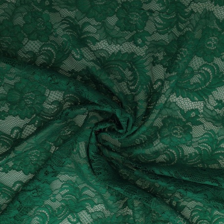Tissu Dentelle Roses Vert 