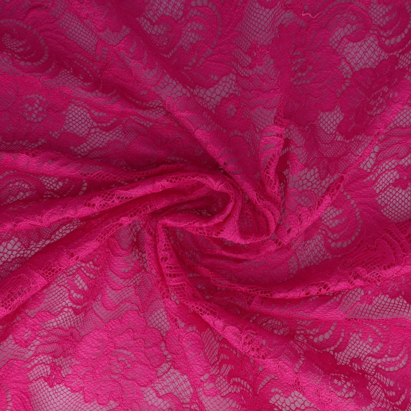 Tissu Dentelle Roses Fuchsia 