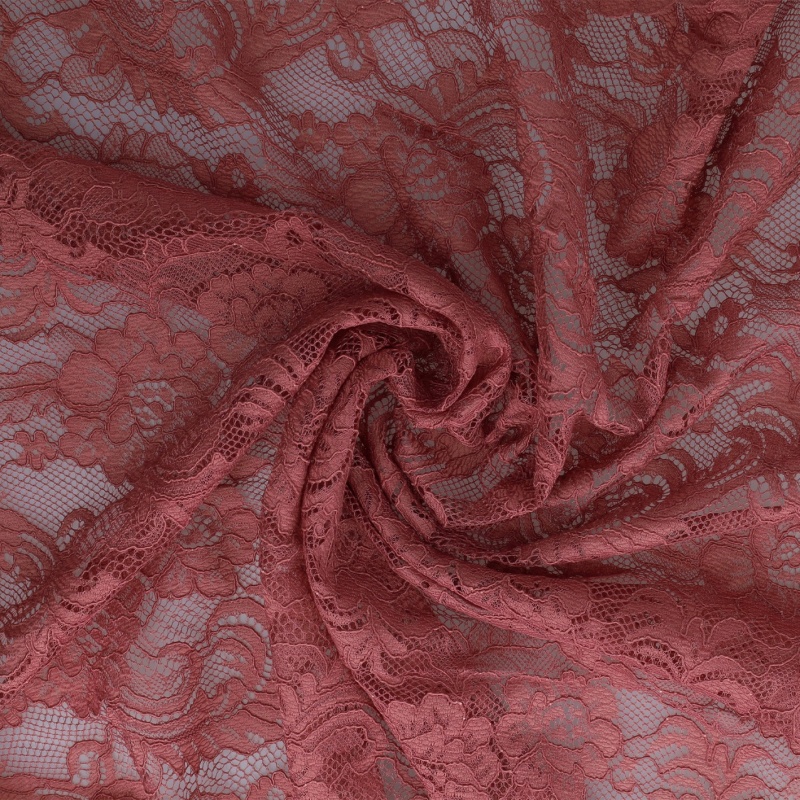 Tissu Dentelle Roses Vieux Rose 
