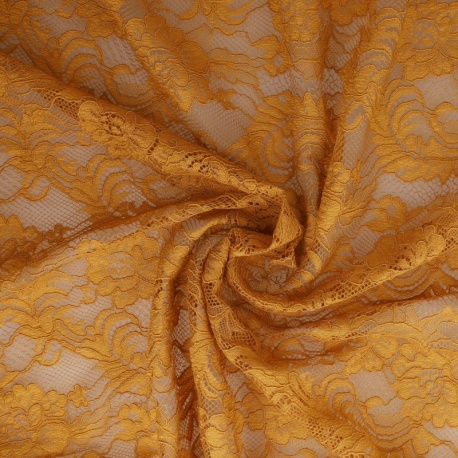 Tissu Dentelle Roses Cuivre