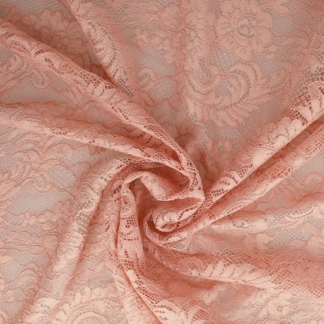 Tissu Dentelle Elastique Roses Rose Clair 
