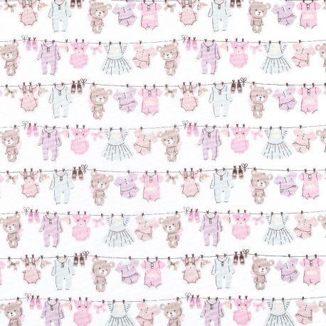 Tissu Coton Imprimé Nursery Rose