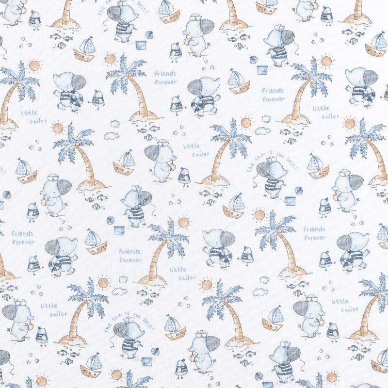 Tissu Coton Imprimé Stephan Bleu