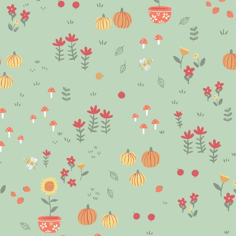 Tissu Coton Imprimé Menlo Vert