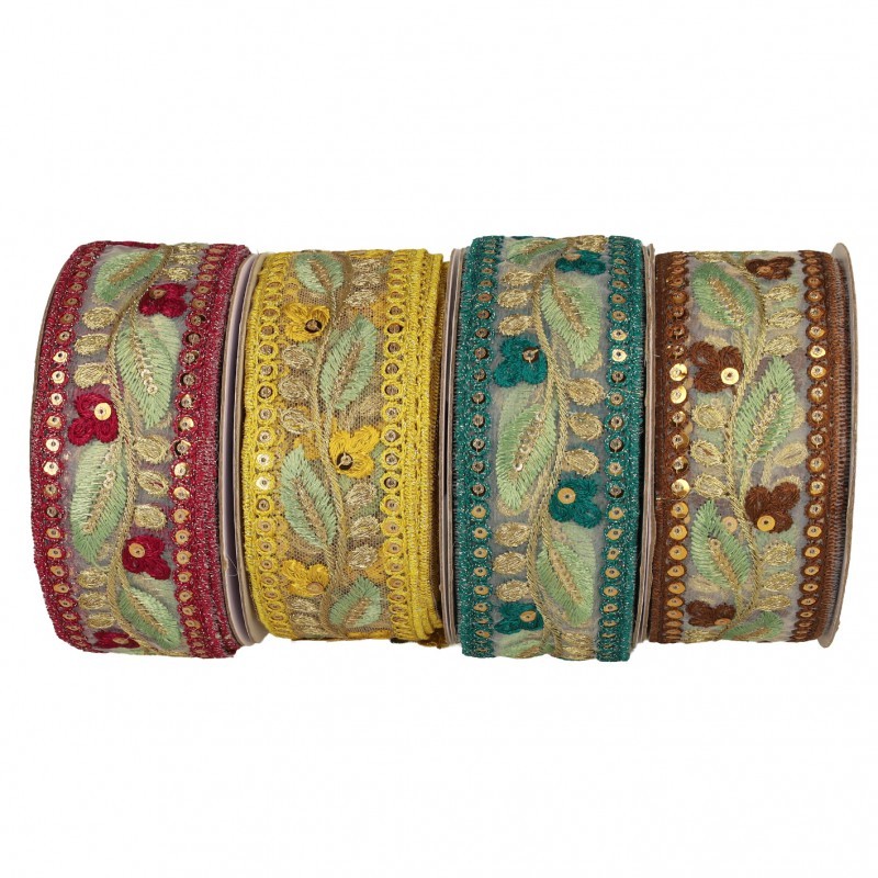 Galon brodé paillettes