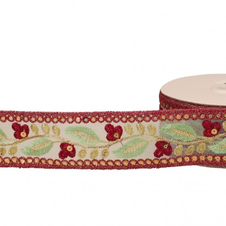 Galon brodé paillettes