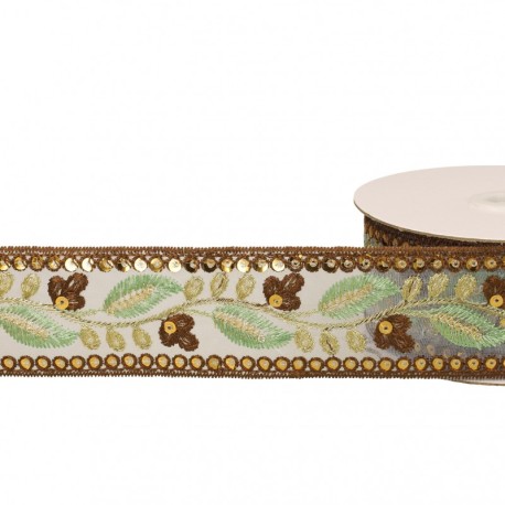 Galon brodé paillettes