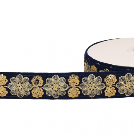 Galon brodé paillettes