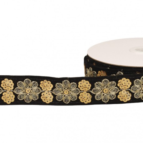 Galon brodé paillettes