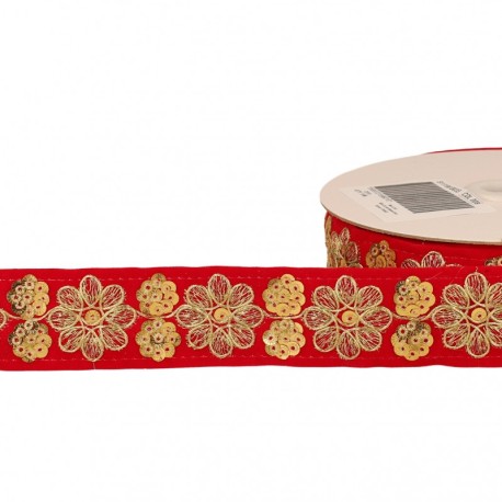 Galon brodé paillettes