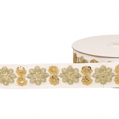 Galon brodé paillettes