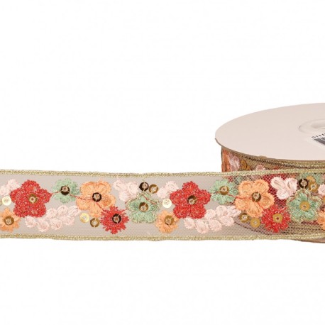 Galon brodé paillettes