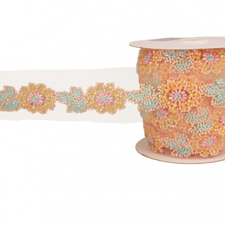 Galon fleurs en perle