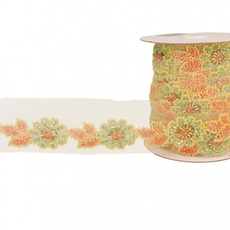 Galon fleurs en perle