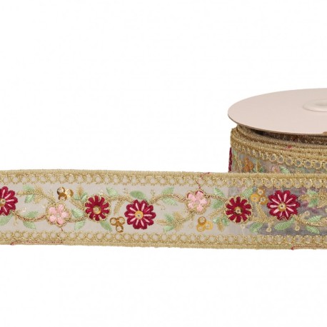 Galon brodé paillettes